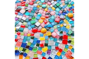 AONUOAO 1.1LB Assorted Colors Irregular Crystal Glass Mosaic Tiles for Crafts Bulk, Mosaic Making, Decoration, and More
