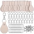 Landical 20 Pcs Leather Keychain Blank Craft Kit PU Leather Key Fob Swivel Hook Key