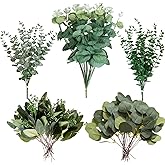 Cliselda 100pcs Artificial Eucalyptus Leaves Stems, 5 Kinds Mixed Fake Greenery Stems Bulk, Silver Eucalyptus Bundle Greenery Branches for Wedding Floral Bouquet Arrangement Centerpiece Decoration