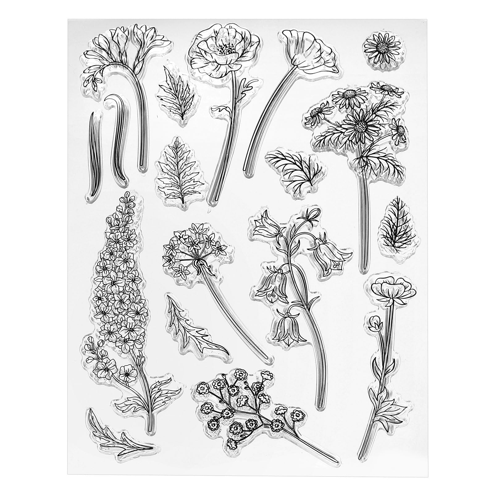 PATIKIL Transparent Silicone Stamps, 1 Pcs T1885 Flowers Clear Stamps for Card Making Decoration DIY Scrapbooking Embossing Album Decor Craft, Clear