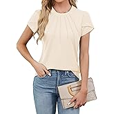 Blooming Jelly Womens Dressy Casual Blouses Business Work Tops Summer Short Sleeve Shirts Crew Neck Waffle Kint Tshirts