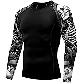 color cosplayer Jiu Jitsu Men American Flag UPF 50+ Sun Protection Printed Rash Guard Long Sleeve Swim Shirts