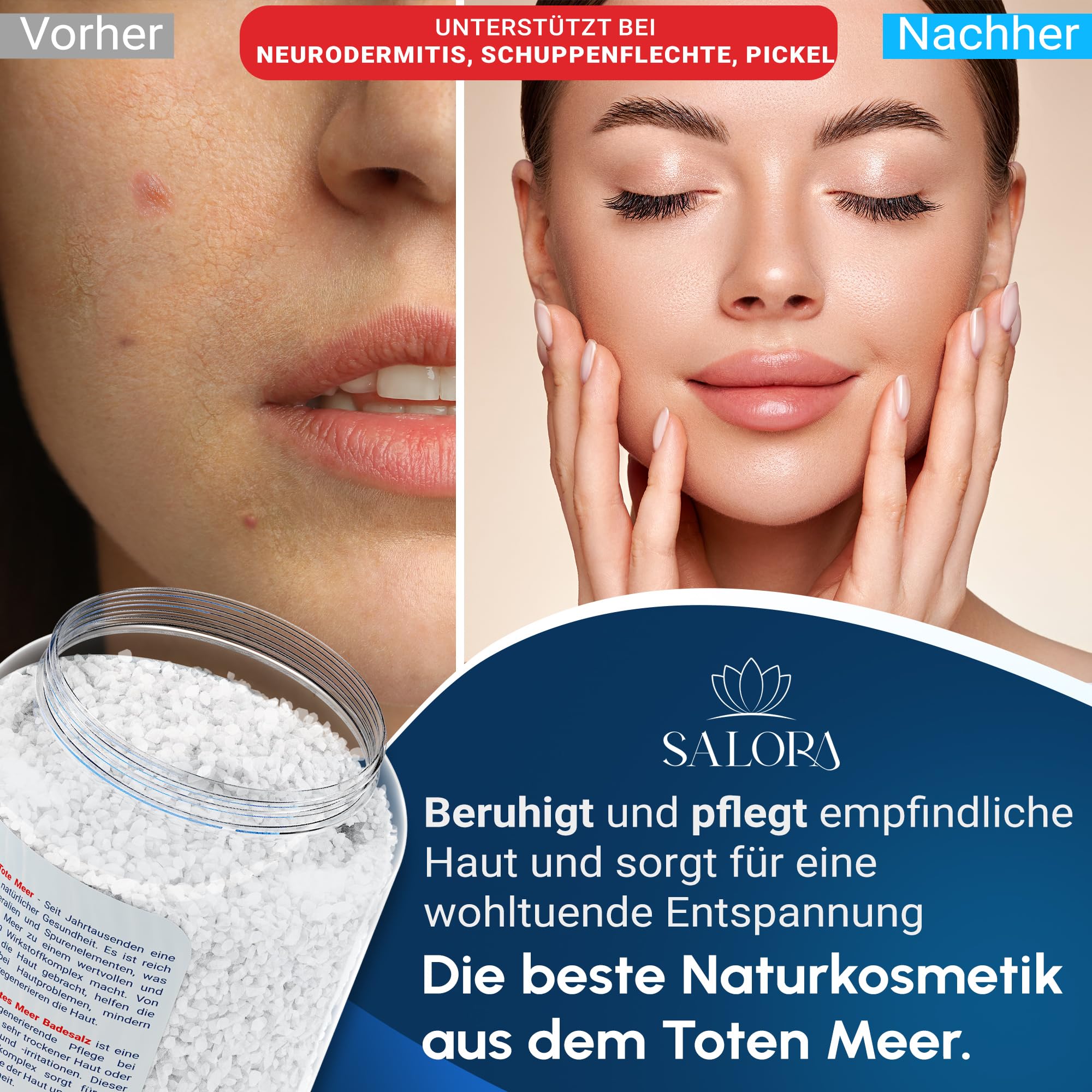 Salora ® Original Totes Meer Badesalz 2,5 Kg [Frei von Zusatzstoffen] - Premium Meersalz Badesalz aus Jordanien - Vollbad oder Fußbad Salz mit Peeling Effekt 4