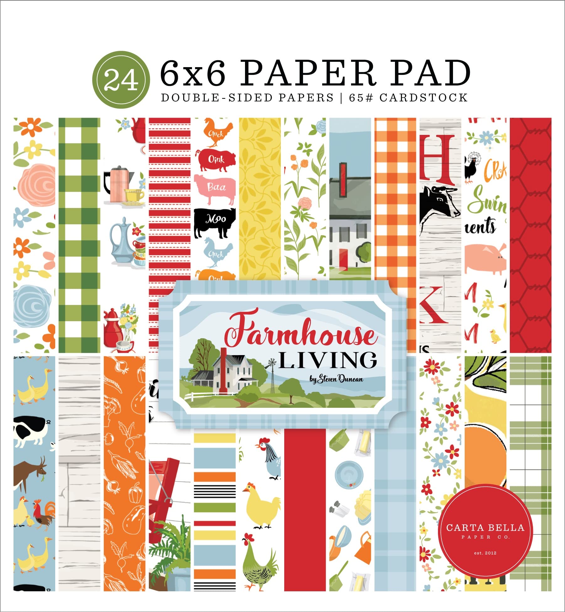 Carta Bella Double-Sided Paper Pad 6"X6" 24/Pkg-Farmhouse Living IV145023