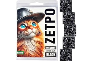 zetpo 100 pcs Cat Nail Caps | Cat Claw Covers | with Adhesives and Applicators (Black, L)