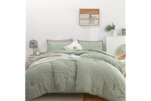 HAOWANER Soft Sage Comforter Set Queen, 3 Pcs Sage Green Comforter Set Queen, Light Green Comforter Queen Size Sage Green Queen Comforter Set Queen Comforter Sage Green, Sage Green Comforter Queen