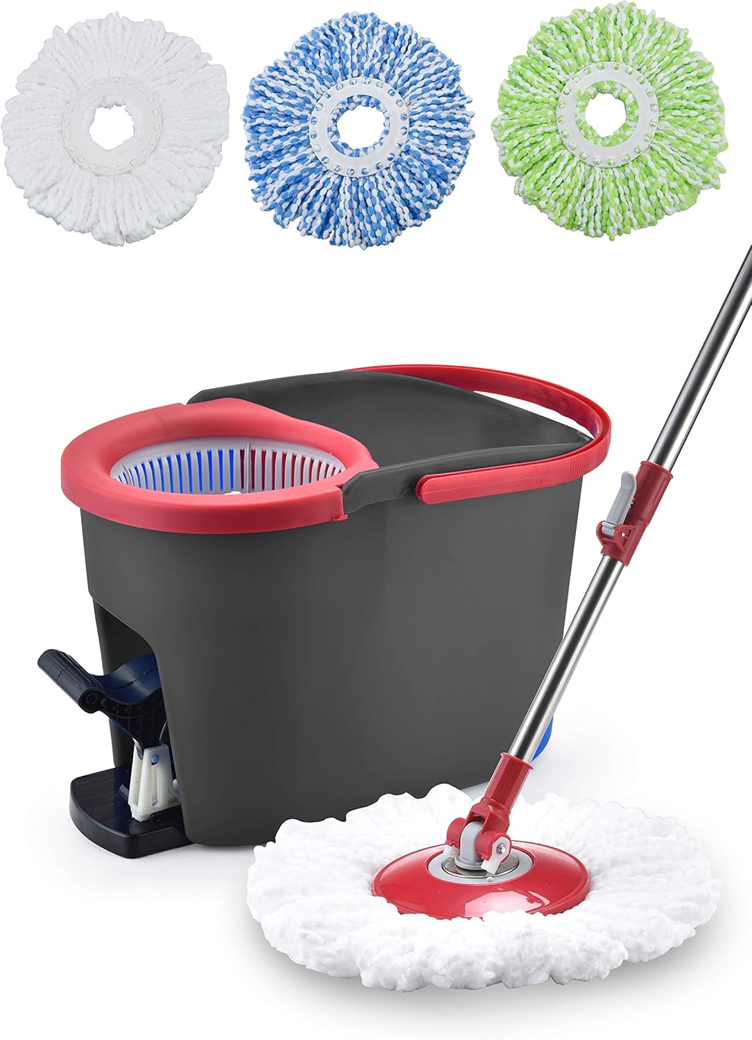 Simpli-Magic 79349 Spin Cleaning System with 3 Microfiber Mop Heads, Standard: Home & Kitchen