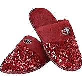 FOCO womens NFL Team Logo Ladies Sequin Fashion Slippers
