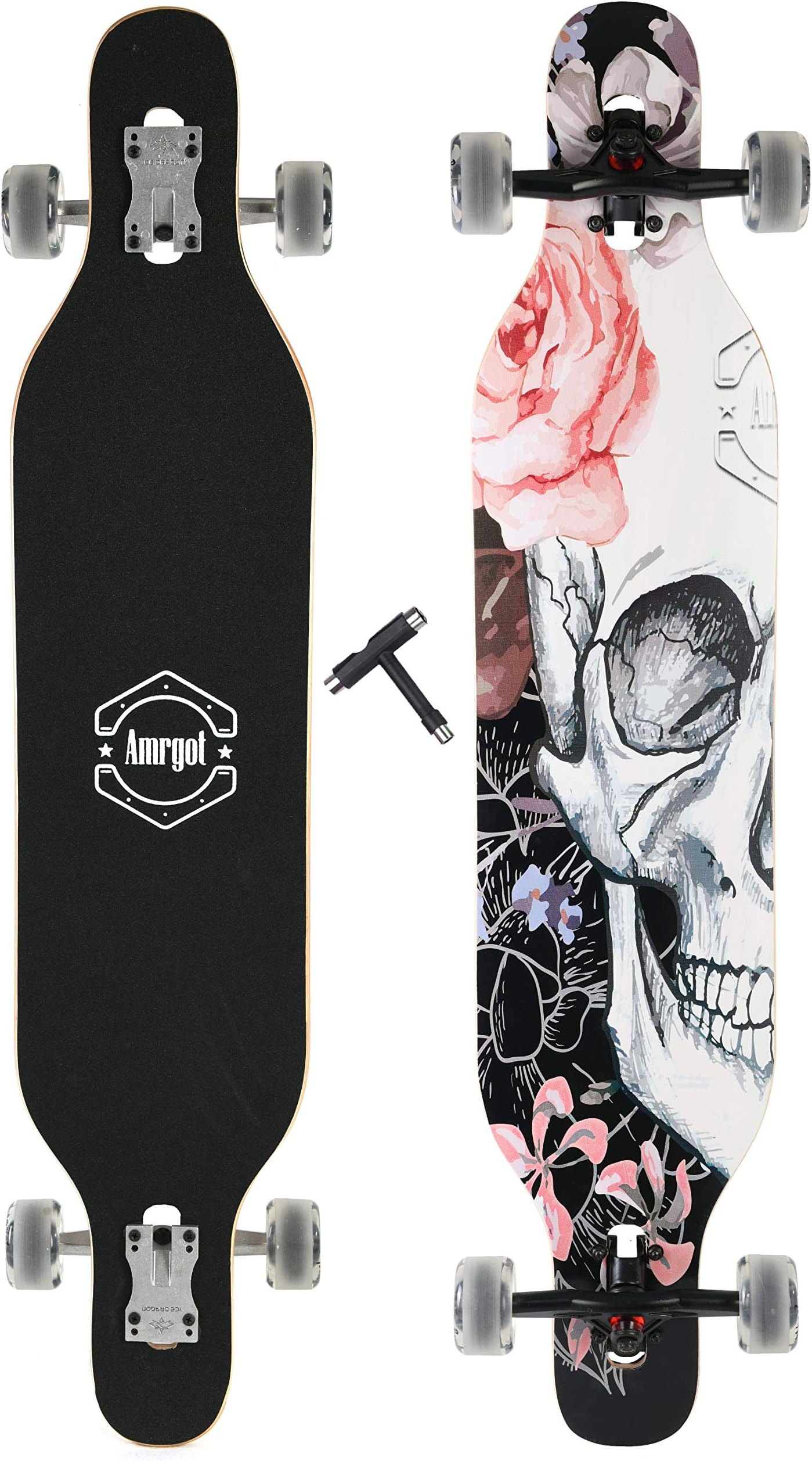 WiiSHAM Longborads Skateboards 42 inches Complete Drop Down Through Deck Cruise Professional Longboard