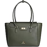 LOVEVOOK Laptop Bag for Women Soft Leather Work Bag, Office Shoulder Tote Purse Professional Briefcase with Flap Design