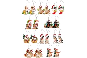 Ecation 10 Pairs Cute Christmas Dog Earrings Christmas Dog Puppy Doggy Acrylic Earrings Funny Stocking Jewelry for Girl Women"