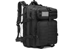 ONE WVW PIN Tactical Military Backpack for Men and Women, 45L Gym Backpacks, 3-Day Assault Pack Bug Out Bag Large MOLLE Daypack for Rucking Hiking Fishing Camping(Black)