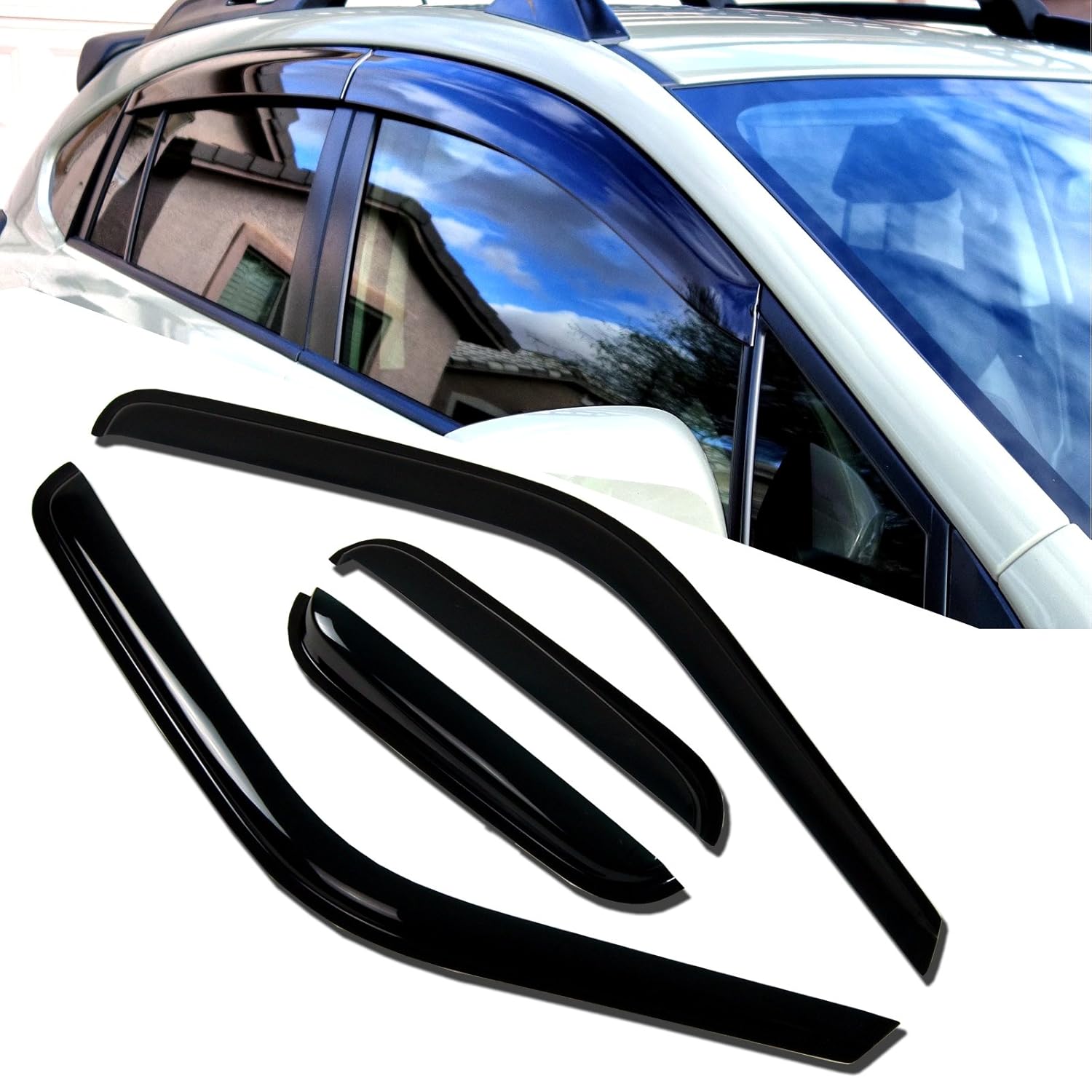 4pcs Light Grey Out Channel Visor Rain Guards For Toyota Venza 2009 2017
