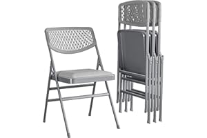 COSCOPRODUCTS Cosco Products COSCO Ultra Comfort Commercial Fabric and Resin Mesh, Gray, 4-Pack Folding Chair, 4 Pack