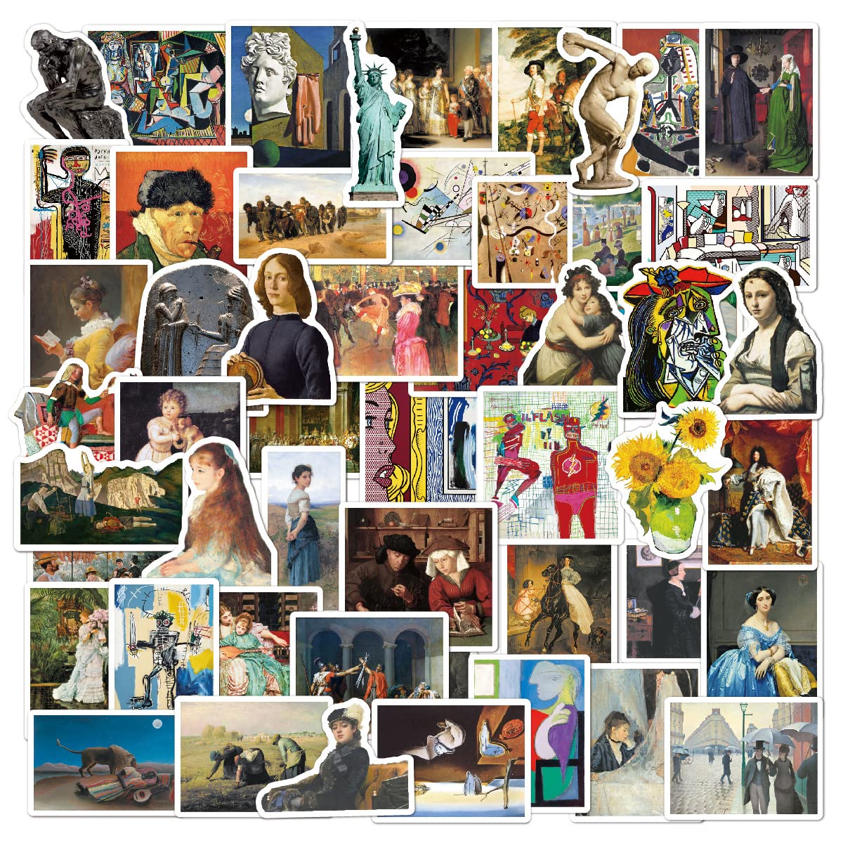 50 Vintage Mona Lisa Stickers - Aesthetic Waterproof Vinyl Stickers for Water Bottle, Laptop, Scrapbook, Journaling — image 1