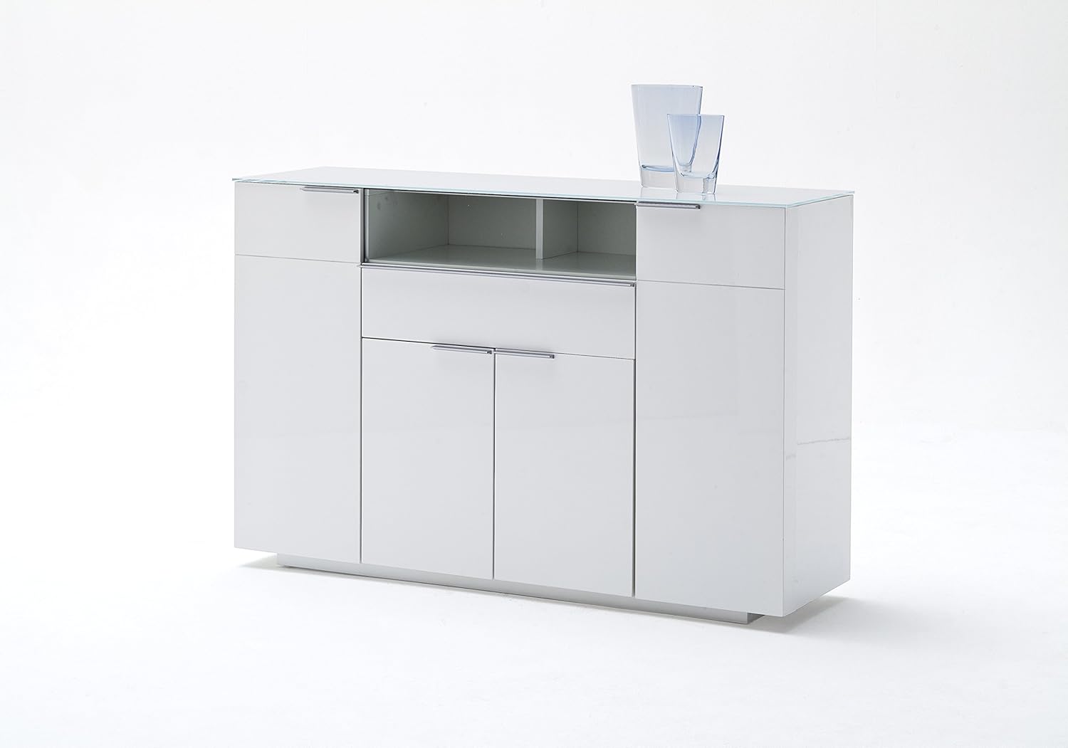 Highboard Schrank "Sydney" 145x41x95 cm Hochglanz Weiß lackiert: Amazon