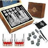 Whiskey Gifts for Men, Whiskey Glasses Set of 2, Whiskey Stones, Bourbon Gifts for Mens, Unique Gifts for Men Birthday Christmas Valentine Retirement Groomsmen for Dad