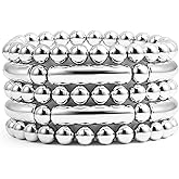 Elegance 11 designs Chunky Stackable Gold Bangle Stretch Bead Bracelets For Women Beaded Plated Stack Bracelet