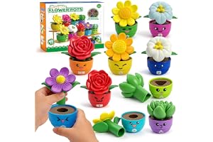Meemazi Flower Garden Toddler Toys, Kids Gardening Building Toy, Color Shape Sorting & Matching Game, Montessori Stacking Sensory Learning Toys, 2 Year Old Girl Birthday Gift