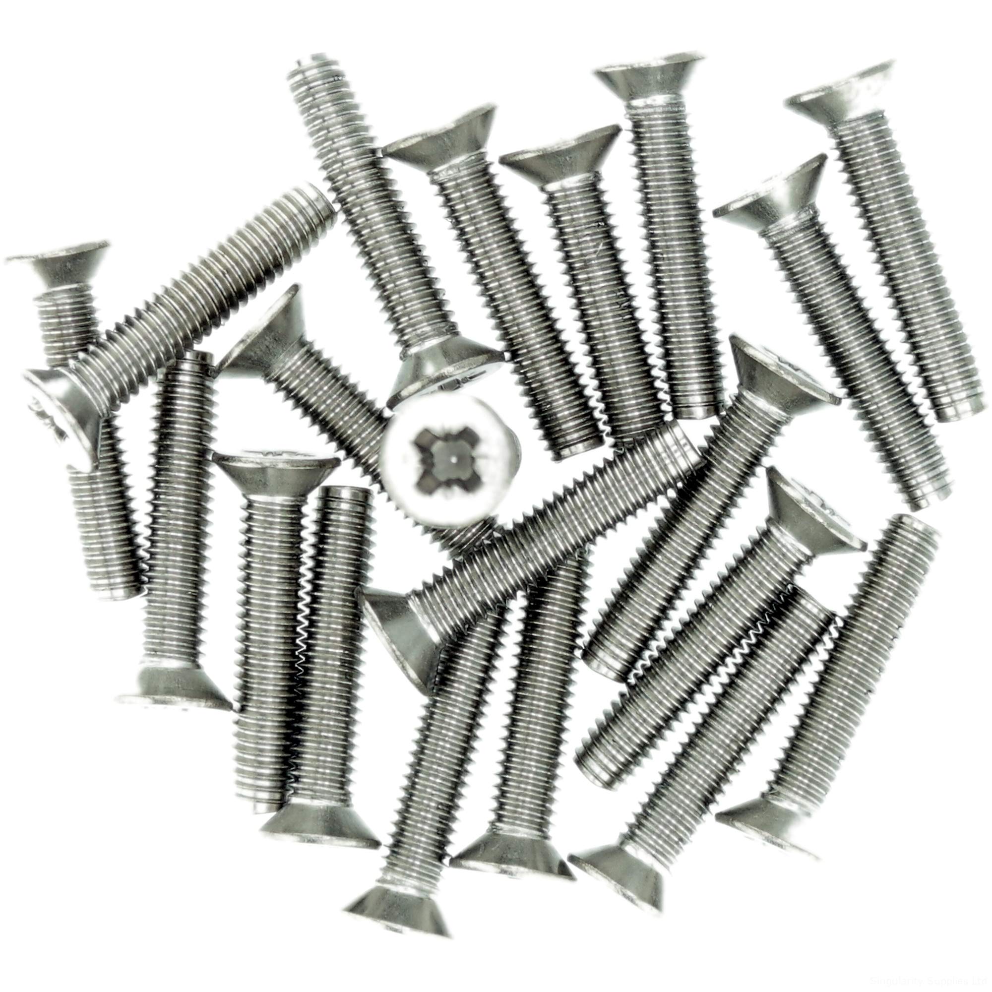 M4 (4mm x 12mm) Pozi Countersunk Thread Rolling Screw - Stainless Steel (A2) (Pack of 20)