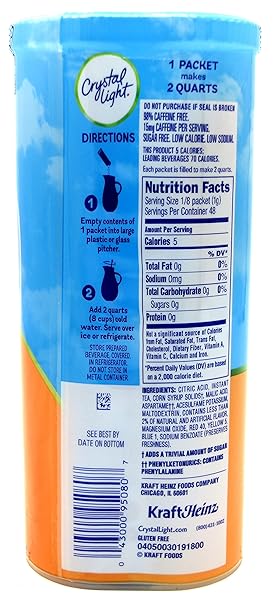 CRYSTAL LIGHT PEACH ICED TEA DRINK MIX, 12-QUART CANISTER 6 PACKETS