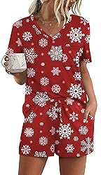 RUBZOOF Christmas Pajamas for Women Shorts Set