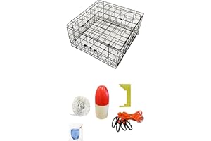 KUFA Vinyl Coated Crab Trap & Accessory kit (100' Non-Lead Sinking line,Caliper,Harness,Bait Bag & 11" Float) S60+CAS1