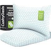 CushyOasis Shredded Memory Foam Pillow for Sleeping, Cooling Bed Pillows Set of 2, Adjustable Pillows for Side, Back, Stomach Sleepers with Washable Pillowcase (Queen Size, Blue)