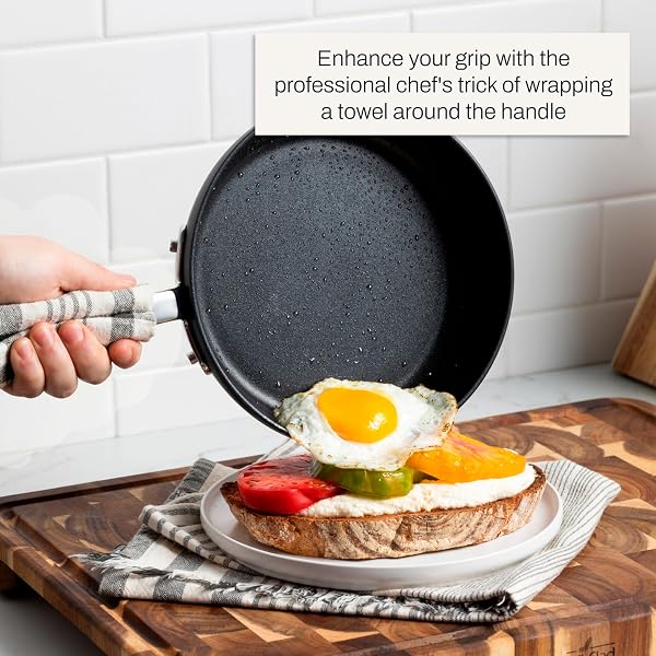 ALL-CLAD HA1 HARD ANODIZED NONSTICK FRY PAN 12 INCH INDUCTION OVEN BROILER SAFE 500F, LID SAFE 350F POTS AND PANS, COOKWARE BLACK