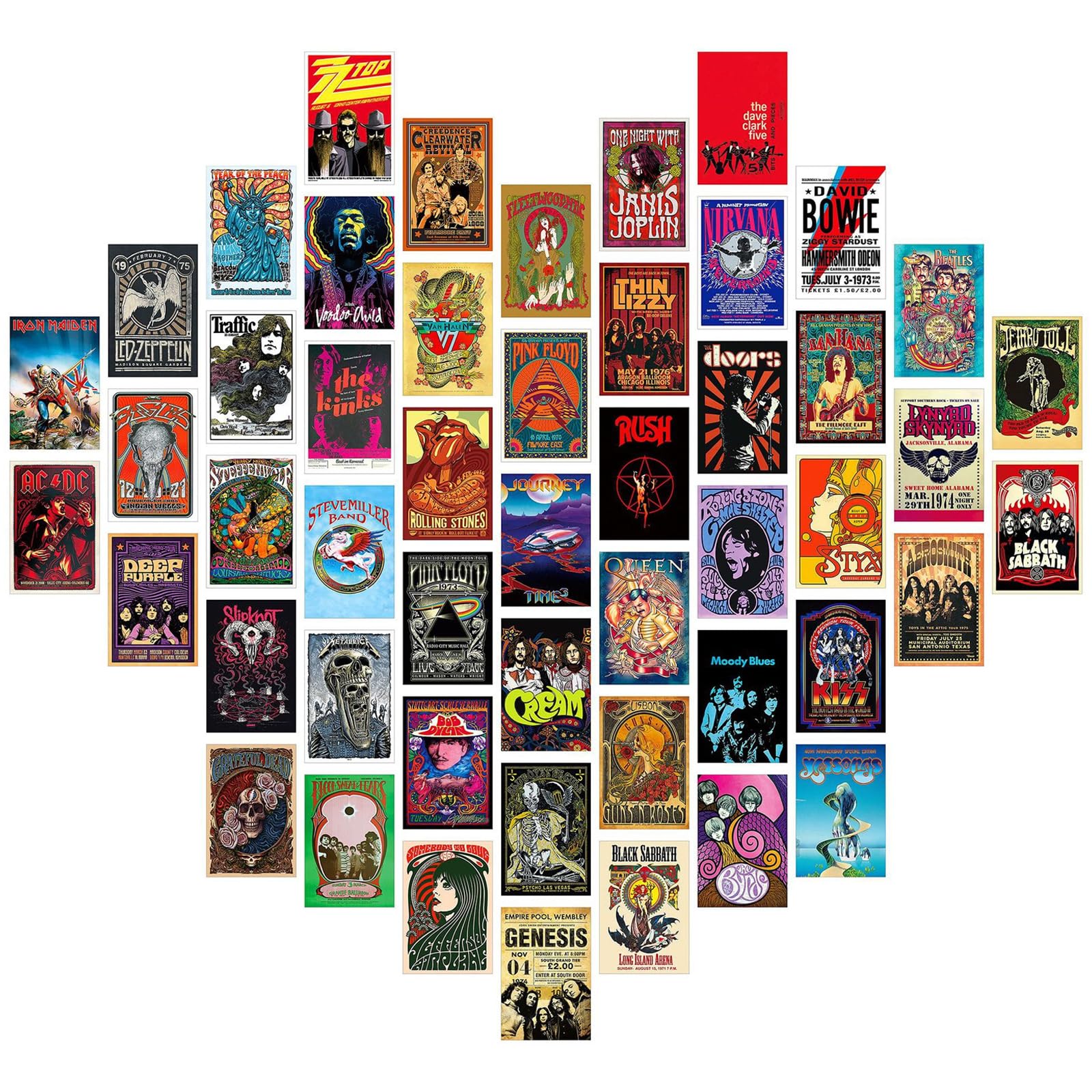BDSHUNBF Vintage Rock Wall Collage Kit, Rock Band Posters for Room Aesthetic 90s, Retro Music Concert Album Wall Decor (4x6 inch), Art Posters for Dorm Wall Decor