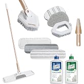 Quick Shine Clean + Polish 11 Pc Interchangeable Mop Kit w/Cleaner &amp; Finish | Ultimate Gold All-In-One Pro Cleaning System, Lightweight Mop w/ Assorted Microfiber Pads &amp; Triangular Attachmets