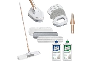 Quick Shine Ultimate Gold Clean + Polish Mop Kit | All-in-One 11 Pc Kit w/Interchangeable Attachments | Cleaner & Polish Included | No Batteries Needed | All Floors Pro Cleaning System | 2-in-1 Mop