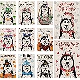 Seasonal Garden Flags Husky Double Sided Flags Set of 11 Holiday Farmhouse Indoor Outdoor Yard Lawn Christmas Gifts Decorations 12.5x18 Inch