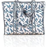 Trade Star 100% Cotton Hand Block Print Quilted Tote Bag Eco-Friendly Boho Shopper Vintage Shoulder Bag for Women