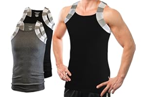 Different Touch 2 Pack Men Square Cut Two Tone Trim Tank Top