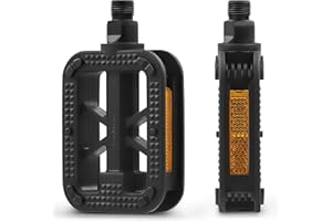 VIRIBUS 9/16 Inch Bike Pedals, Aluminum Alloy or PP Bicycle Pedals with Nonskid Platforms & Reflectors, Waterproof BMX Pedals Compatible with Road Bike Mountain Bike Tricycle Electric Bike Kids Bike