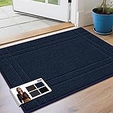 JSEI Entryway Rugs Doormat 24"x36", Non-Slip Dirt Trapper Door Mats Indoor, Washable Absorbent and Stain Resist Welcome Floor Mat for Front Door, Dog Door Mat, Muddy Wet Shoes & Paws, Navy Blue