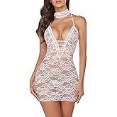 Avidlove Women Babydoll Lingerie Lace Chemise Halter Nightwear Teddy Dress