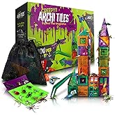 DIY jr Creepy Archi Tiles - Magnetic Tiles for Kids - Colorful Construction Building Blocks with Bugs, Storage Bag, Stickers, Tweezers - Creative Educational Toys for Toddlers - 100pc Set
