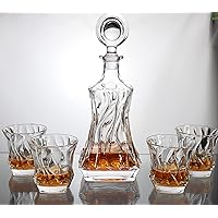 Paysky Whiskey Decanter Glass Decanter with Stopper Liquor Decanter for alcohol Decanter sets Decanter glass set of 4…