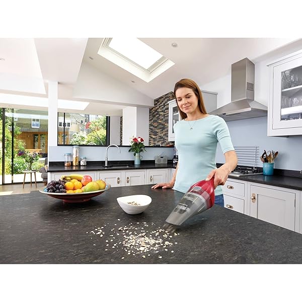 BLACK+DECKER DUSTBUSTER QUICKCLEAN HANDHELD VACUUM, CORDLESS, LIGHTWEIGHT & PORTABLE, ERGONOMIC DESIGN, RED