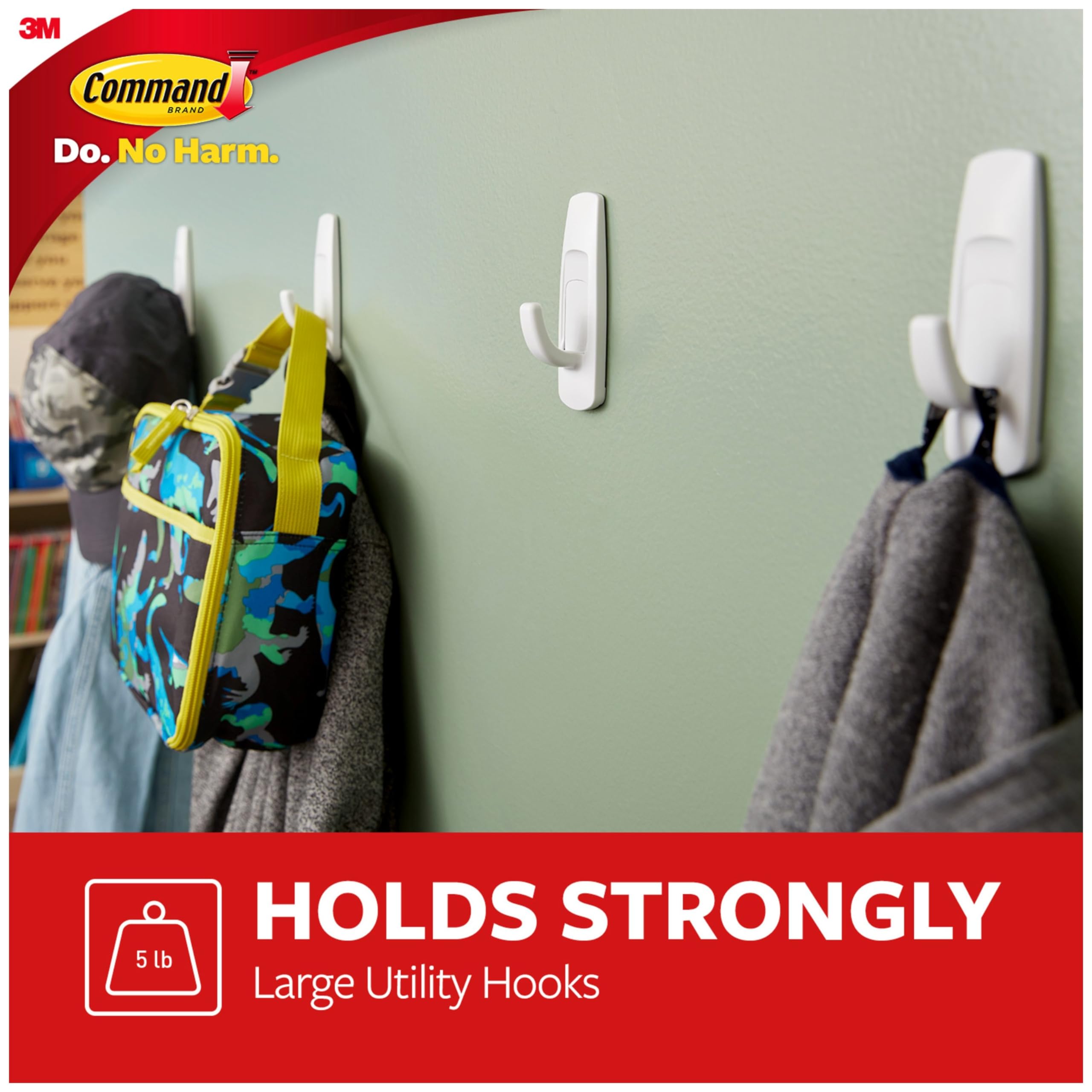 Command Medium Latte Wall Hooks, Pack Of 4 - Damage-Free Adhesive Hooks With Strips | Holds Up To 3 Lbs, No Tools Needed For Hanging Decor, Coats, Keys