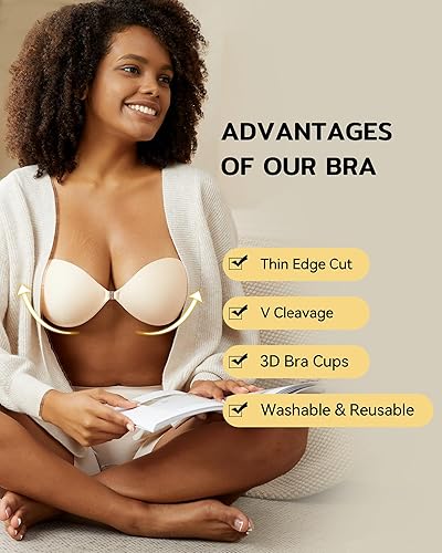 Niidor Adhesive Bra Strapless Sticky Invisible Push up Silicone Bra for Backless  Dress with Nipple Covers Peach(C Cup) in Saudi Arabia | Whizz Adhesive Bras