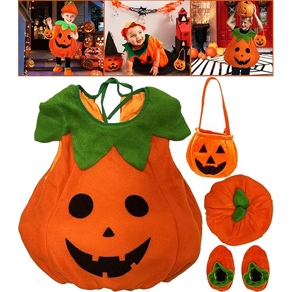 KEEP1MY-Baby Halloween Cosplay Costume Boys Girls Sleeveless Pumpkin Tops & Hat Role Play