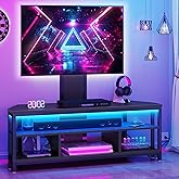 YITAHOME Black TV Stand with Mount, Modern TV Stand for 70/65 inch TV LED Entertainment Center with Adjustable Mount & Power Outlet, TV Console Cabinet, Black