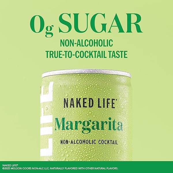 NAKED LIFE NON-ALCOHOLIC DRINKS, MARGARITA, ZERO SUGAR, LOW CALORIE, ALCOHOL-FREE COCKTAILS 4 PACK, 8.4 FL OZ CANS