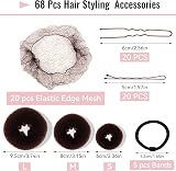 Tikplus 68PCS Hair Bun Maker Kit - Nets, Donuts, Pins, Bands - Brown Hair view 2