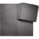 innhom 12/24 Tiles Gym Mat Exercise Mats Puzzle Foam Mats Gym Flooring Mat Interlocking Foam Mats with EVA Foam Floor Tiles for Gym Equipment Workouts, Black/Gray