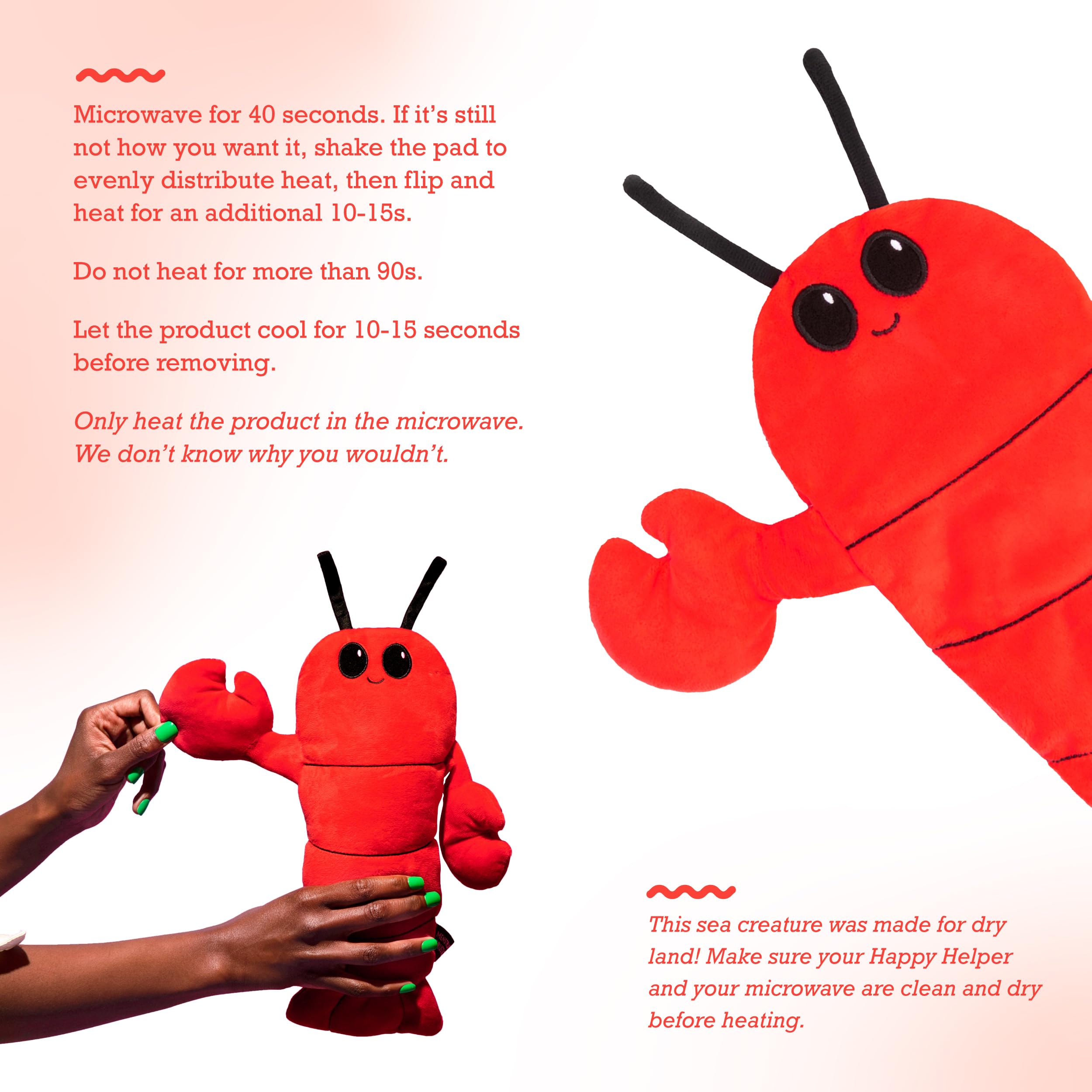 Menstruation Crustacean Lobster by Relatable, Microwavable Heating Pad for Period Cramps, Cuddly Plushies, Great Gift Ideas for Loved Ones of All Ages, Includes 1 Lavender Scented Heating Pad Plushy