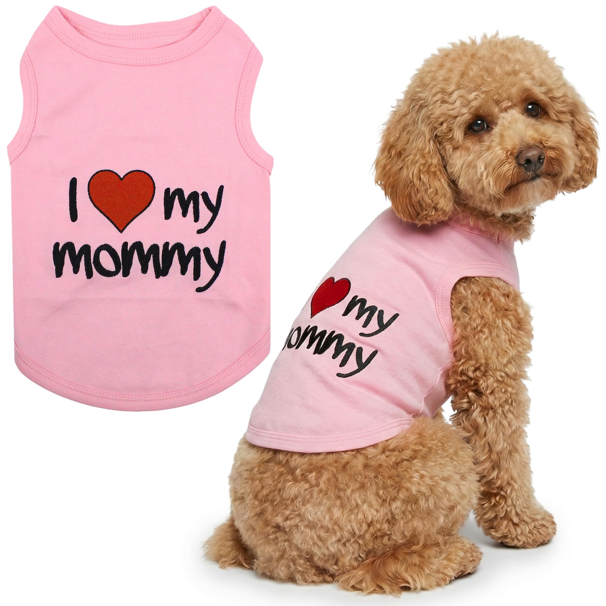Parisian Pet I Love Mommy Dog T-Shirt, Large, Pink
